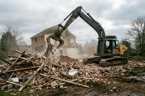 Een huis volledig tegen de grond
